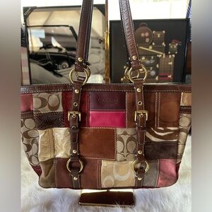 Vintage Coach Legacy Limited Edition Holiday Patchwork Tote